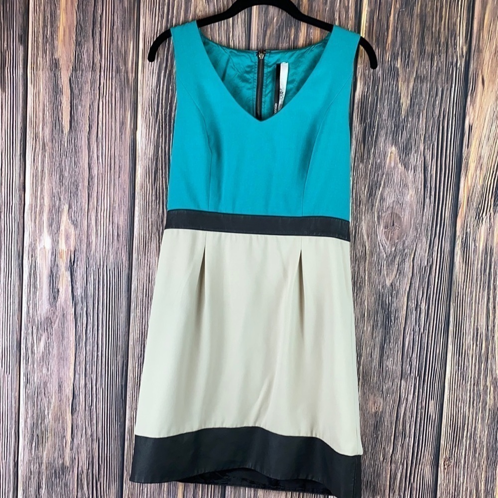 Kensie Color Block Dress Teal & Faux Leather
(Size M)